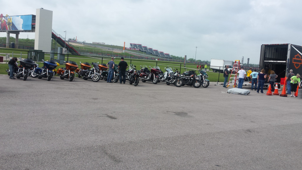 Setting up the Harley's for the event